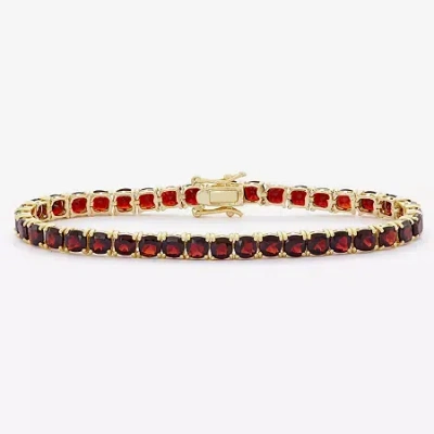 Fine Jewelry Womens Genuine Red Garnet 14k Gold Over Silver 7.25 Inch Tennis Bracelet In Transparent