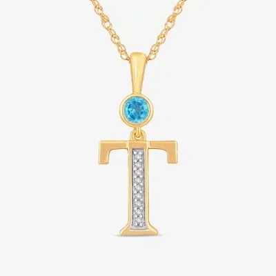 Fine Jewelry T" Womens Genuine Blue Topaz 14k Gold Over Silver 18 Inch Pendant Necklace In Transparent