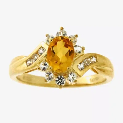 Fine Jewelry Womens Genuine Yellow Citrine 14k Gold Over Silver Cocktail Ring In Yellow
