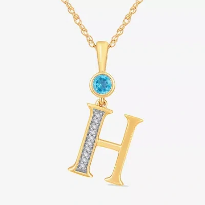 Fine Jewelry H Womens Genuine Blue Topaz 14k Gold Over Silver 18 Inch Pendant Necklace In Transparent
