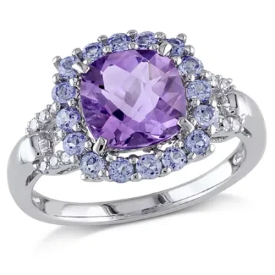 Fine Jewelry Genuine Amethyst & Tanzanite Ring In Purple