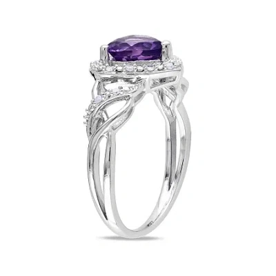 Fine Jewelry Heart-shaped Genuine Amethyst And Diamond-accent Ring In Purple