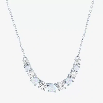 Fine Jewelry Womens Lab Created Gemstone Sterling Silver Collar Necklace In Multi