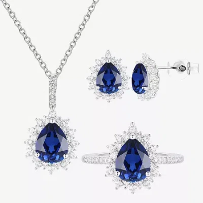 Fine Jewelry Gemstone Pear 3-pc. Pendant Necklace Set In Blue