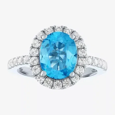 Fine Jewelry Womens Genuine Blue Topaz Sterling Silver Cocktail Ring In Blue