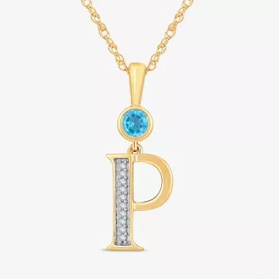 Fine Jewelry P" Womens Genuine Blue Topaz 14k Gold Over Silver 18 Inch Pendant Necklace In Transparent