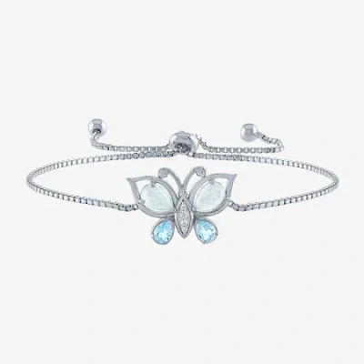 Fine Jewelry Womens Lab Created Opal Sterling Silver Butterfly Bolo Bracelet In Transparent