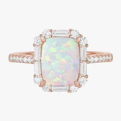 Fine Jewelry Womens Gemstone Sterling Silver Halo Side Stone Cocktail Ring In Multi