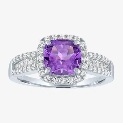 Fine Jewelry Womens Genuine Purple Amethyst Sterling Silver Cocktail Ring In Purple