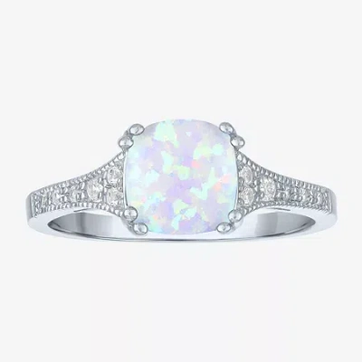 Fine Jewelry Gemstone Sterling Silver Cushion Cocktail Ring In Multi