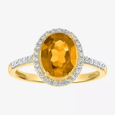 Fine Jewelry Womens Genuine Yellow Citrine 10k Gold Cocktail Ring In Yellow