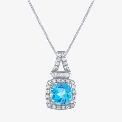 Fine Jewelry Womens Genuine Blue Topaz Sterling Silver 18 Inch Pendant Necklace In Transparent