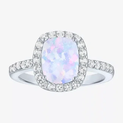 Fine Jewelry Womens Lab Created Gemstone Sterling Silver Halo Cocktail Ring In Multi