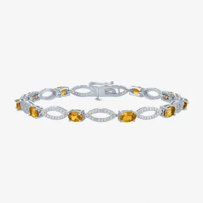 Fine Jewelry Gemstone Sterling Silver Oval Tennis Bracelet In Yellow
