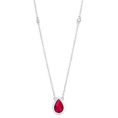 Fine Jewelry Womens Red Lab Created Ruby Sterling Silver Pendant Necklace In Transparent