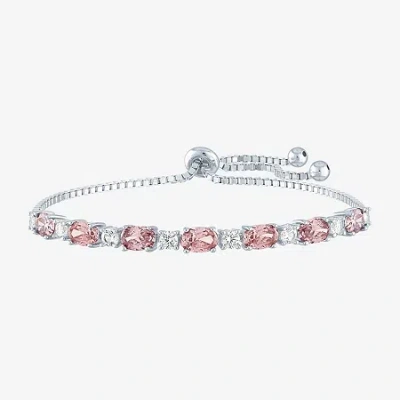 Fine Jewelry Gemstone Sterling Silver Bolo Bracelet In Pink