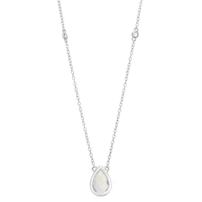 Fine Jewelry Womens Lab Created White Opal Sterling Silver 18 Inch Pendant Necklace In Transparent