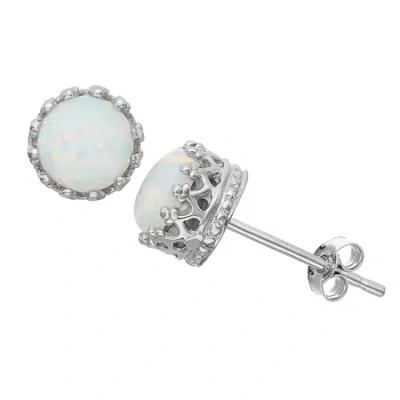 Fine Jewelry Simulated Opal Sterling Silver Earrings In White