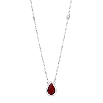 Fine Jewelry Womens Genuine Red Garnet Sterling Silver 18 Inch Pendant Necklace In Transparent