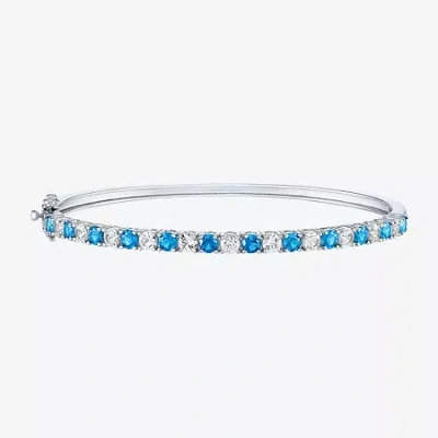 Fine Jewelry Gemstone Sterling Silver Bangle Bracelet In Blue