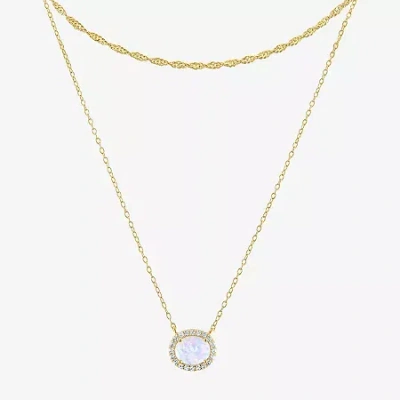 Fine Jewelry Womens 2-pc. Gemstone 14k Gold Over Silver Necklace Set In Multi