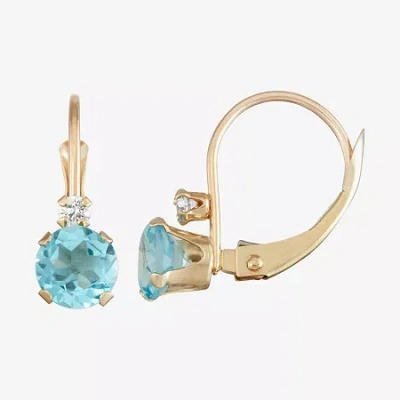 Fine Jewelry Womens Genuine Blue Topaz 10k Gold Drop Earrings In Transparent