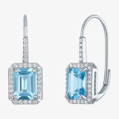 Fine Jewelry Womens Genuine Blue Topaz Sterling Silver Drop Earrings In Transparent