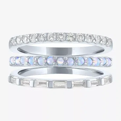 Fine Jewelry Womens Lab Created Gemstone Sterling Silver Ring Sets In Multi