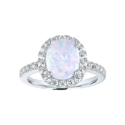 Fine Jewelry Womens Lab Created White Opal Sterling Silver Cocktail Ring In Transparent
