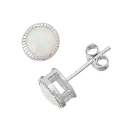 Fine Jewelry Lab Created Opal Sterling Silver Stud Earrings In Transparent