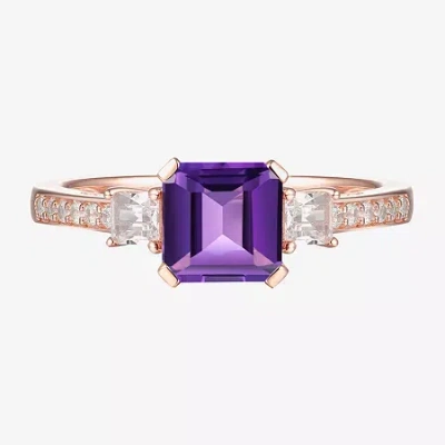 Fine Jewelry Womens Gemstone 14k Gold Over Silver Halo Delicate Cocktail Ring In Purple