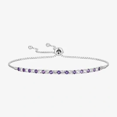 Fine Jewelry Gemstone Sterling Silver Bolo Bracelet In Purple