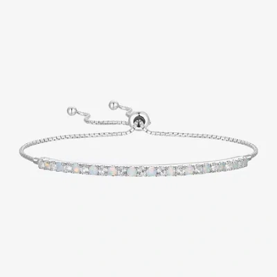 Fine Jewelry Gemstone Sterling Silver Bolo Bracelet In Multi