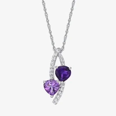 Fine Jewelry Womens Gemstone Sterling Silver Triangle Pendant Necklace In Purple