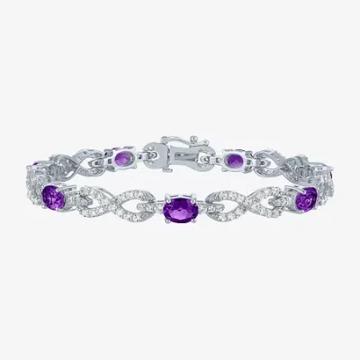 Fine Jewelry Gemstone Sterling Silver Infinity 7.5 Inch Tennis Bracelet In Purple