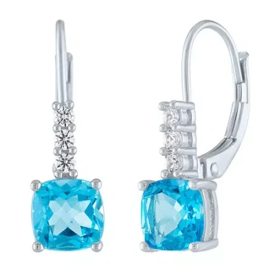 Fine Jewelry Womens Genuine Blue Topaz Sterling Silver Drop Earrings