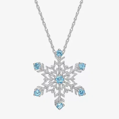 Fine Jewelry Womens Genuine Blue Topaz Sterling Silver 18 Inch Pendant Necklace In Transparent
