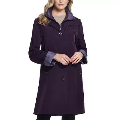 Gallery Womens Water Resistant Midweight Raincoat In Blue