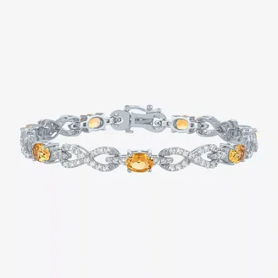 Fine Jewelry Gemstone Sterling Silver Infinity 7.5 Inch Tennis Bracelet In Yellow