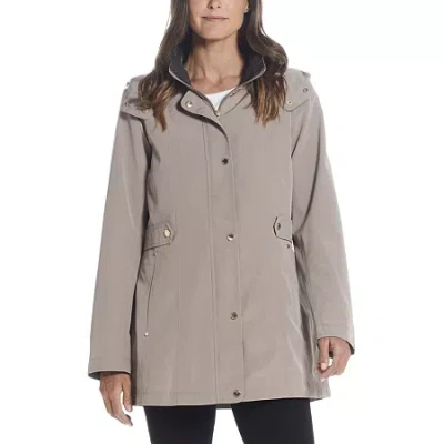 Gallery Womens Hooded Midweight Raincoat In Brown