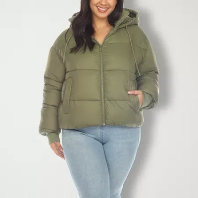 White Mark Womens Plus Lightweight Bomber Jacket In Green