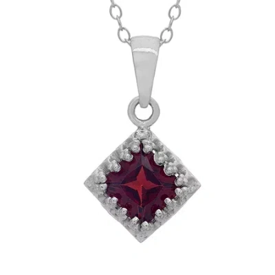 Fine Jewelry Womens Genuine Red Garnet Sterling Silver 18 Inch Pendant Necklace In Transparent