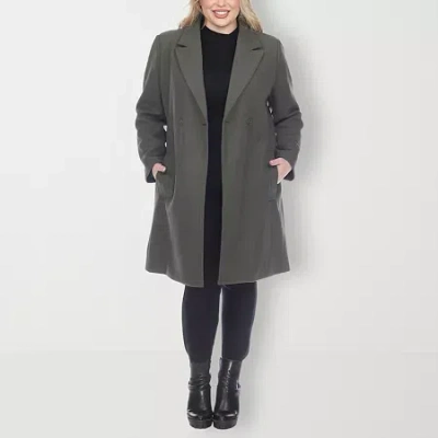 White Mark Womens Plus Lightweight Car Coat In Green