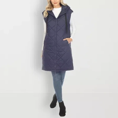 White Mark Womens Water Resistant Lightweight Puffer Vest In Blue