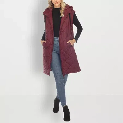 White Mark Womens Water Resistant Lightweight Puffer Vest In Red