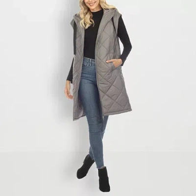 White Mark Womens Water Resistant Lightweight Puffer Vest In Gray