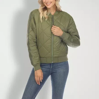 White Mark Womens Water Resistant Lightweight Puffer Jacket In Green