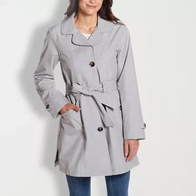 Gallery Womens Belted Midweight Trench Coat In Gray
