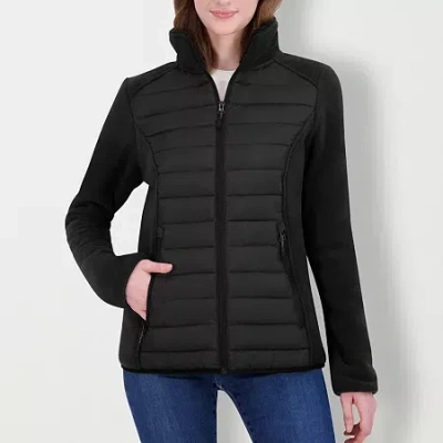 Hfx Womens Fleece Easy-on + Easy-off Midweight Quilted Jacket In Black