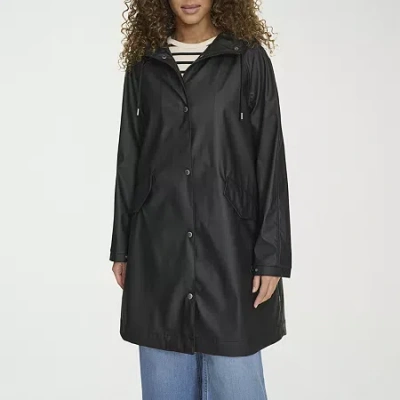 Levi 's Womens Hooded Water Resistant Midweight Raincoat In Black